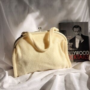 Vintage 1950's Unbranded Off-White Medium-Size Beaded Bag, $40